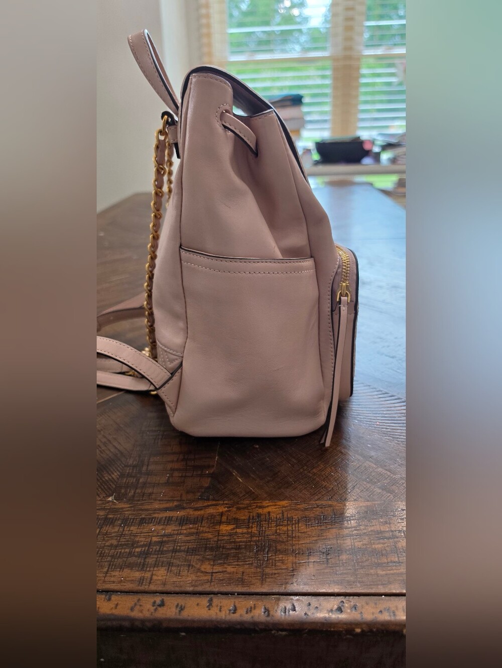 Tory Burch Light Blush Quilted Tassel Leather Backpack - Picture 3 of 6